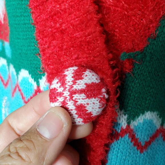 Holiday Time Women's Ugly Christmas Cardigan, Gnomes Multicolor Size M (8-10) - Picture 2 of 6